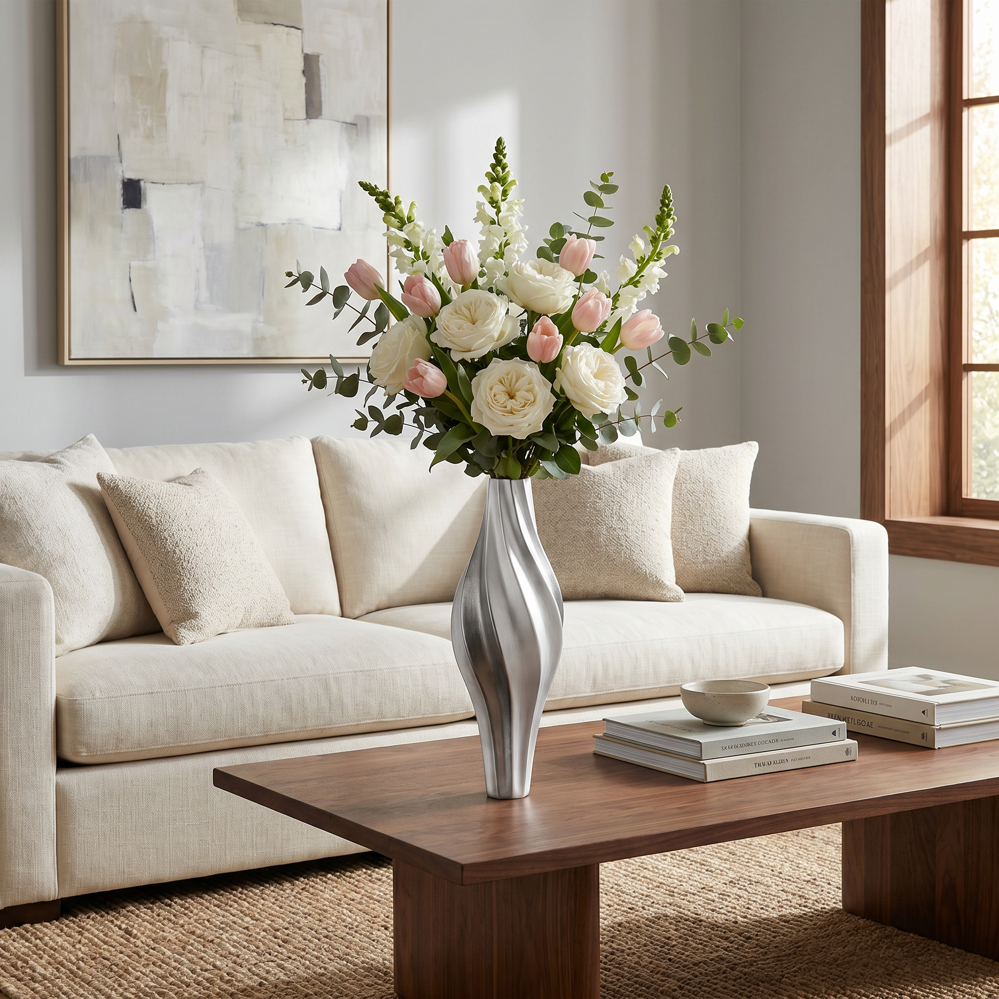 Modern Twisted Ceramic Vase for Living Room, Office & Home Décor