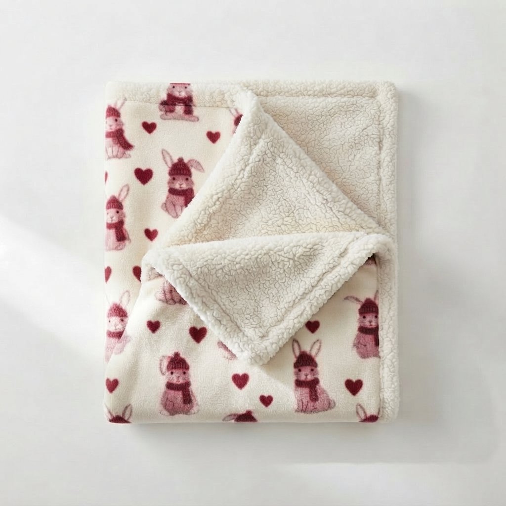 Baby Pushchair Blanket with Sherpa Lining — Hearts