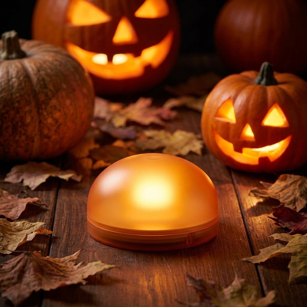 Battery-Operated LED Pumpkin Lights with Remote Control and Flickering Candle Mode — 8 pcs