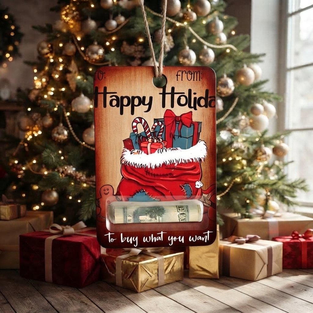 Christmas Wooden Money Gift Tag — Gift