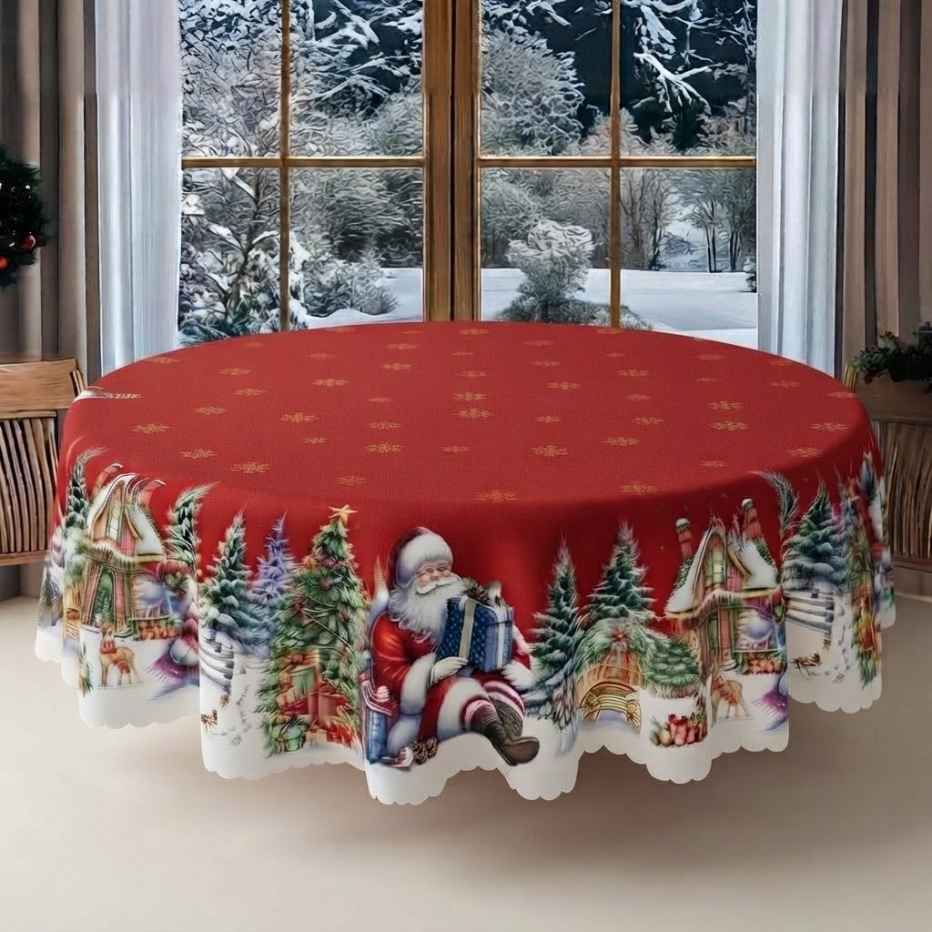 Festive Christmas Tablecloth, Santa Design — Pattern 5