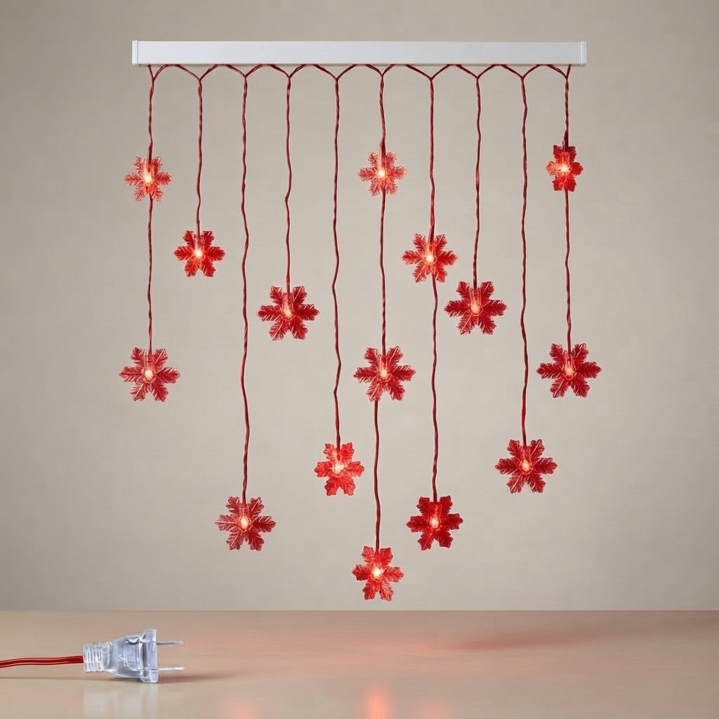 Snowflake Curtain Fairy Lights, 10.5 ft — Warm
