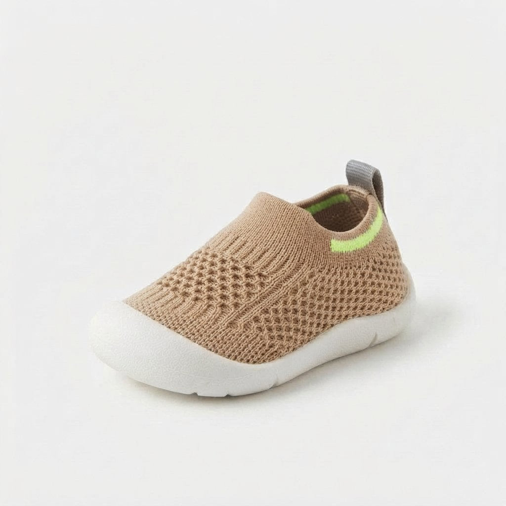 Toddler Knit Slip-On Trainers — Light Brown