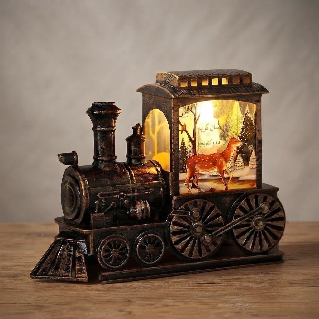 Vintage Train LED Lantern with Winter Scene — 9