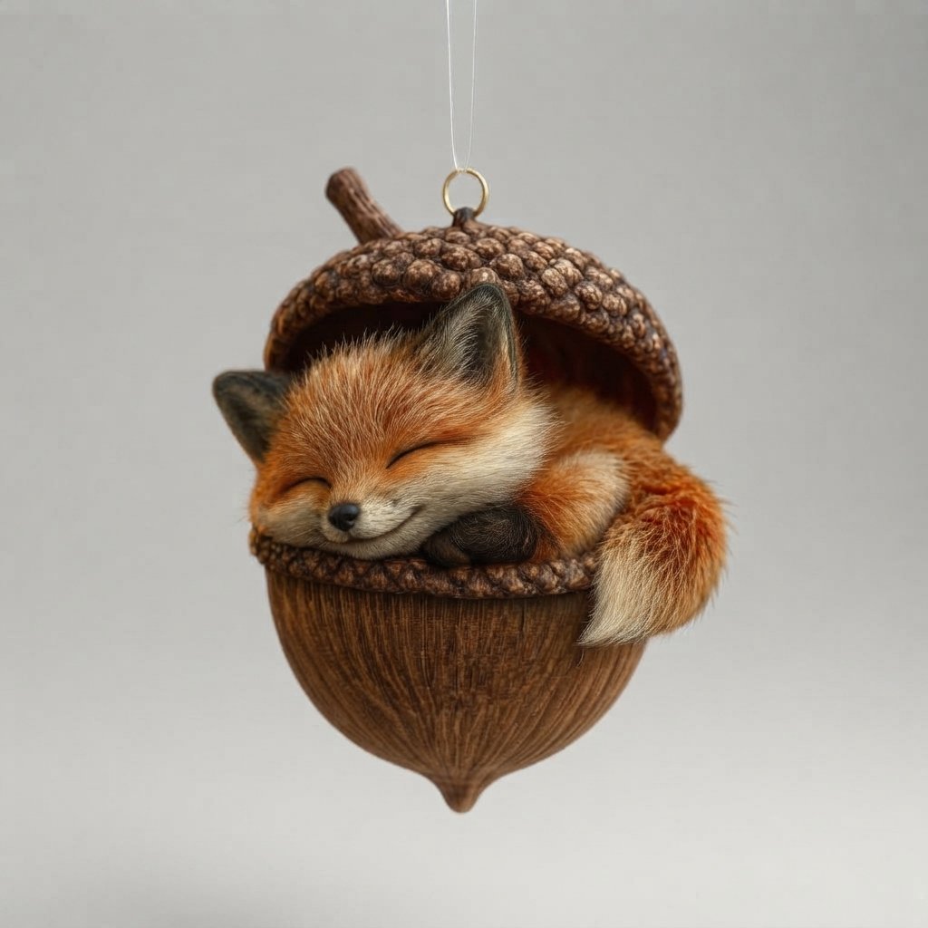 Woodland Animal Acorn Christmas Tree Ornament — Fox