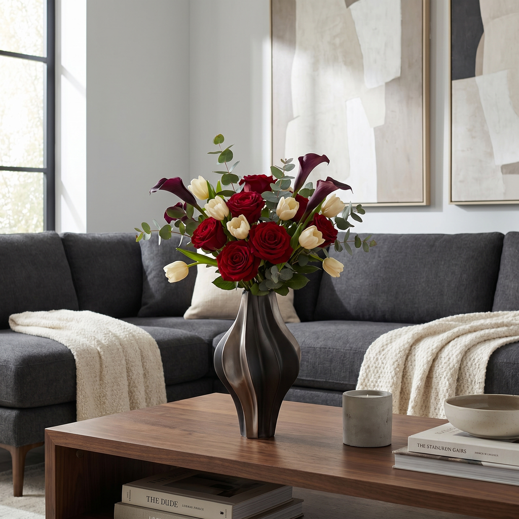 Modern Twisted Ceramic Vase for Living Room, Office & Home Décor
