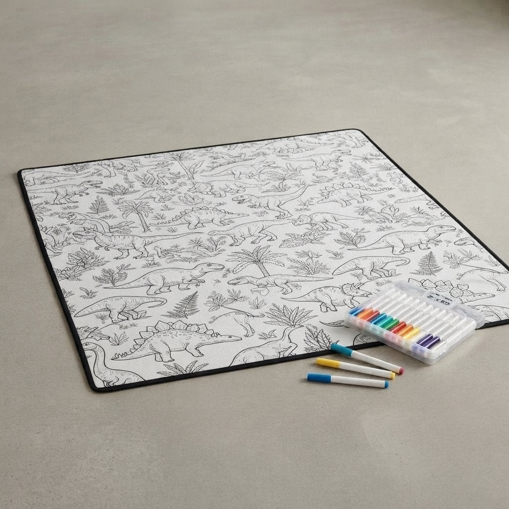 Colour-In Plush Blanket – Washable — Dinosaur