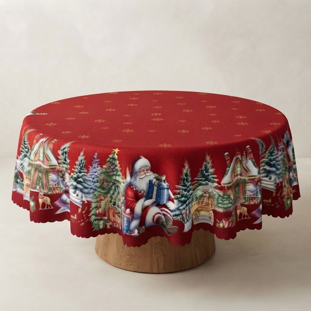 Festive Christmas Tablecloth, Santa Design — Pattern 6
