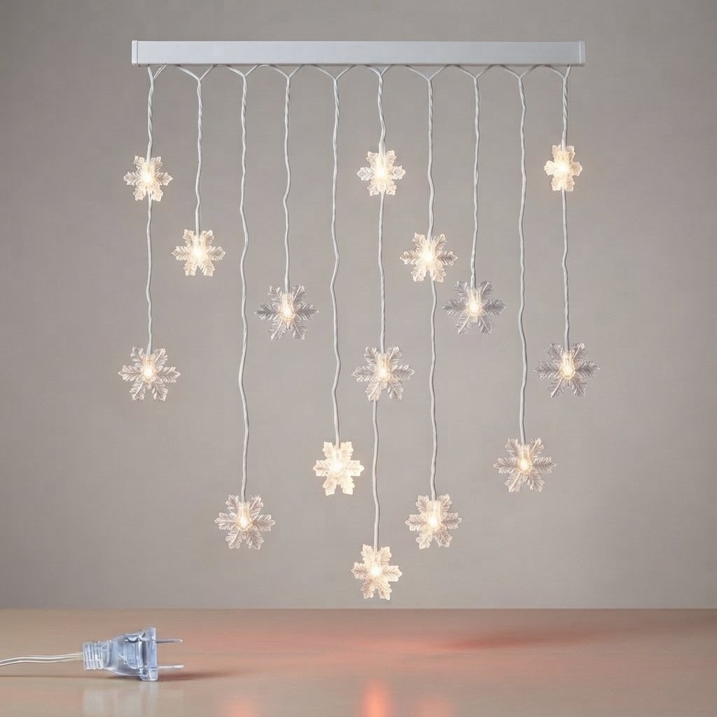 Snowflake Curtain Fairy Lights, 10.5 ft — White