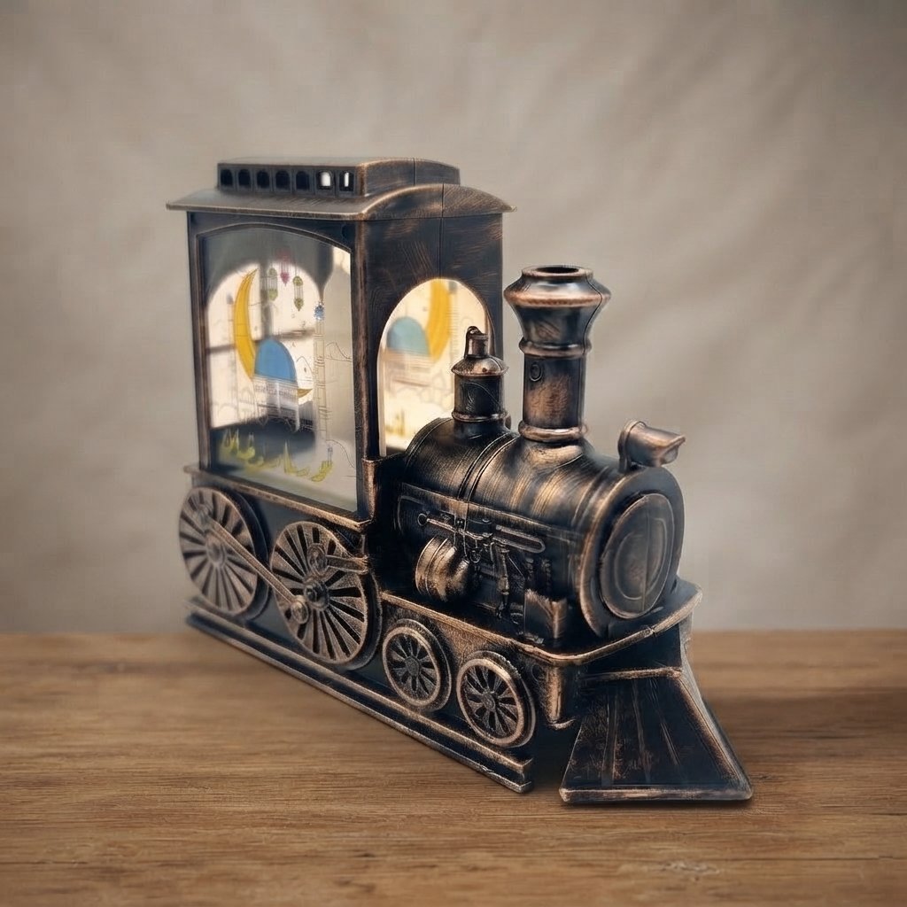 Vintage Train LED Lantern with Winter Scene — 10