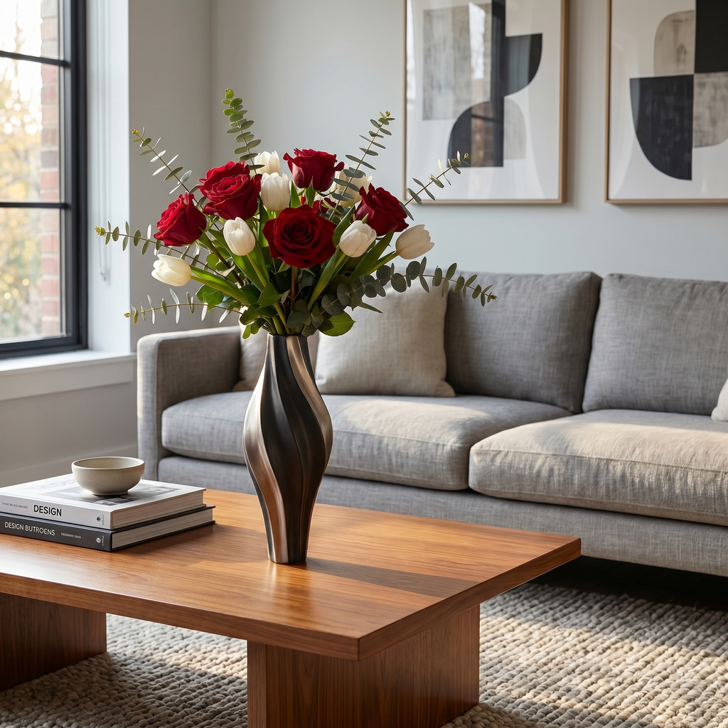 Modern Twisted Ceramic Vase for Living Room, Office & Home Décor