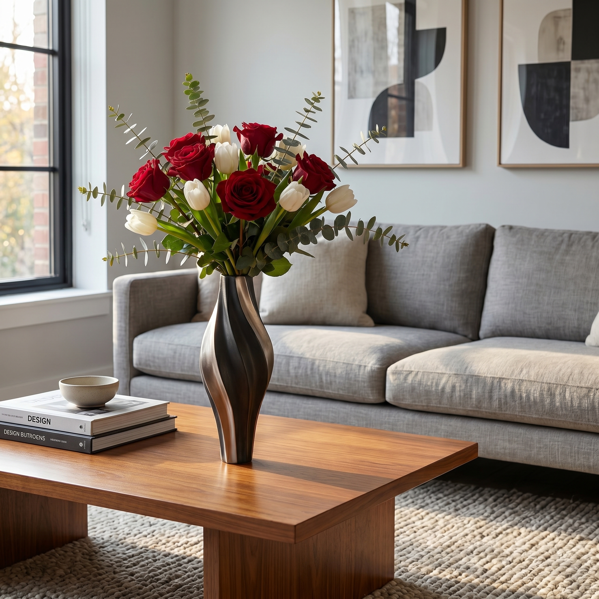 Modern Twisted Ceramic Vase for Living Room, Office & Home Décor