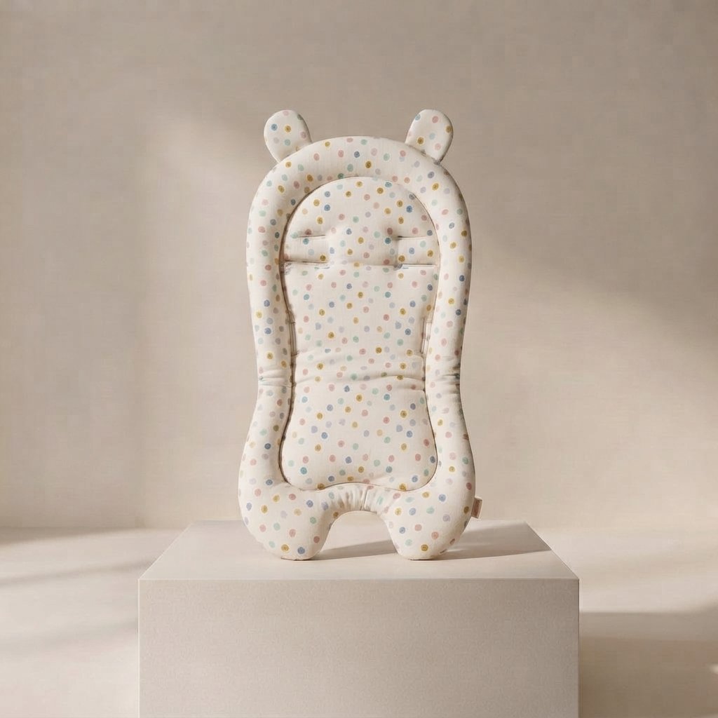 Bear-Ear Pushchair Seat Cushion — Confetti Polka Dot