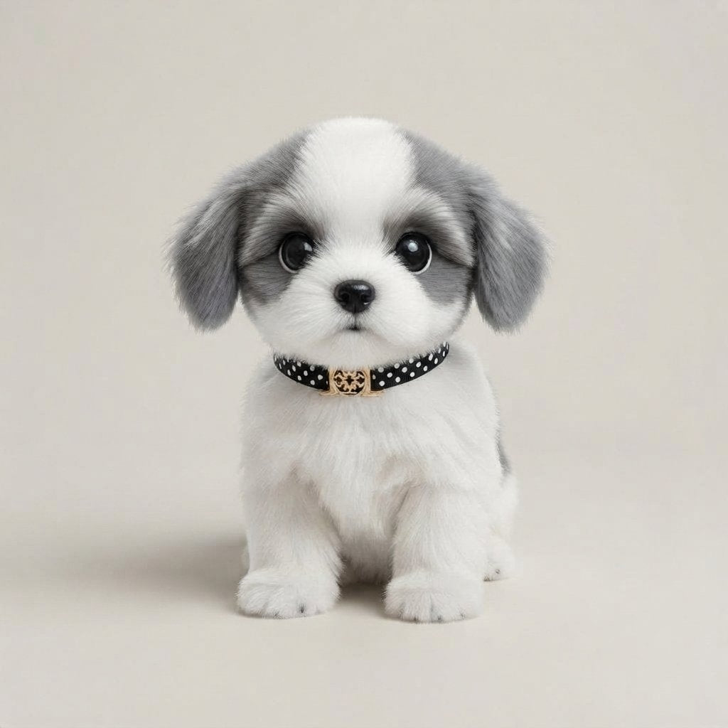 Interactive Plush Puppy Toy with Sound — Grey & White