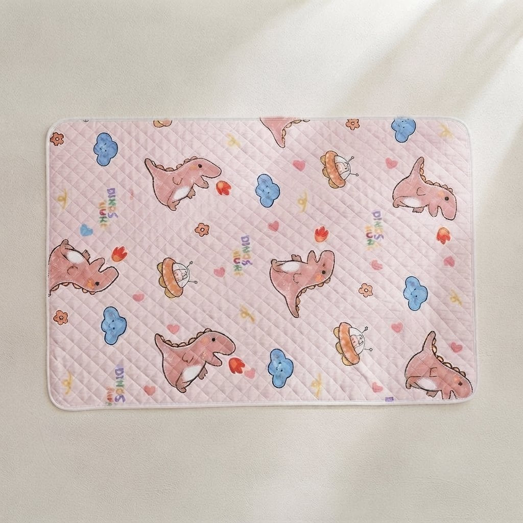 Quilted Waterproof Bed Protector Pad — Pink/Hearts