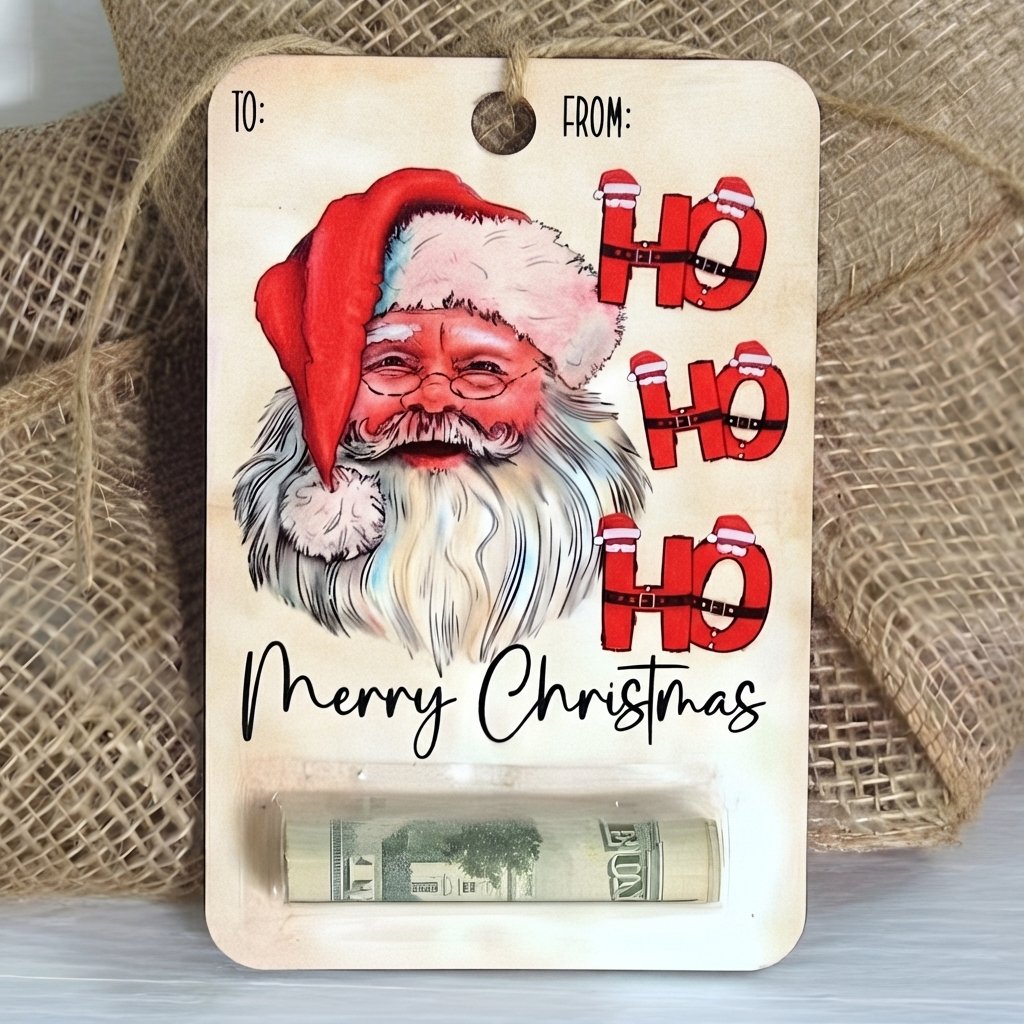 Wooden Christmas Money Gift Card Holder — Santa Claus 1