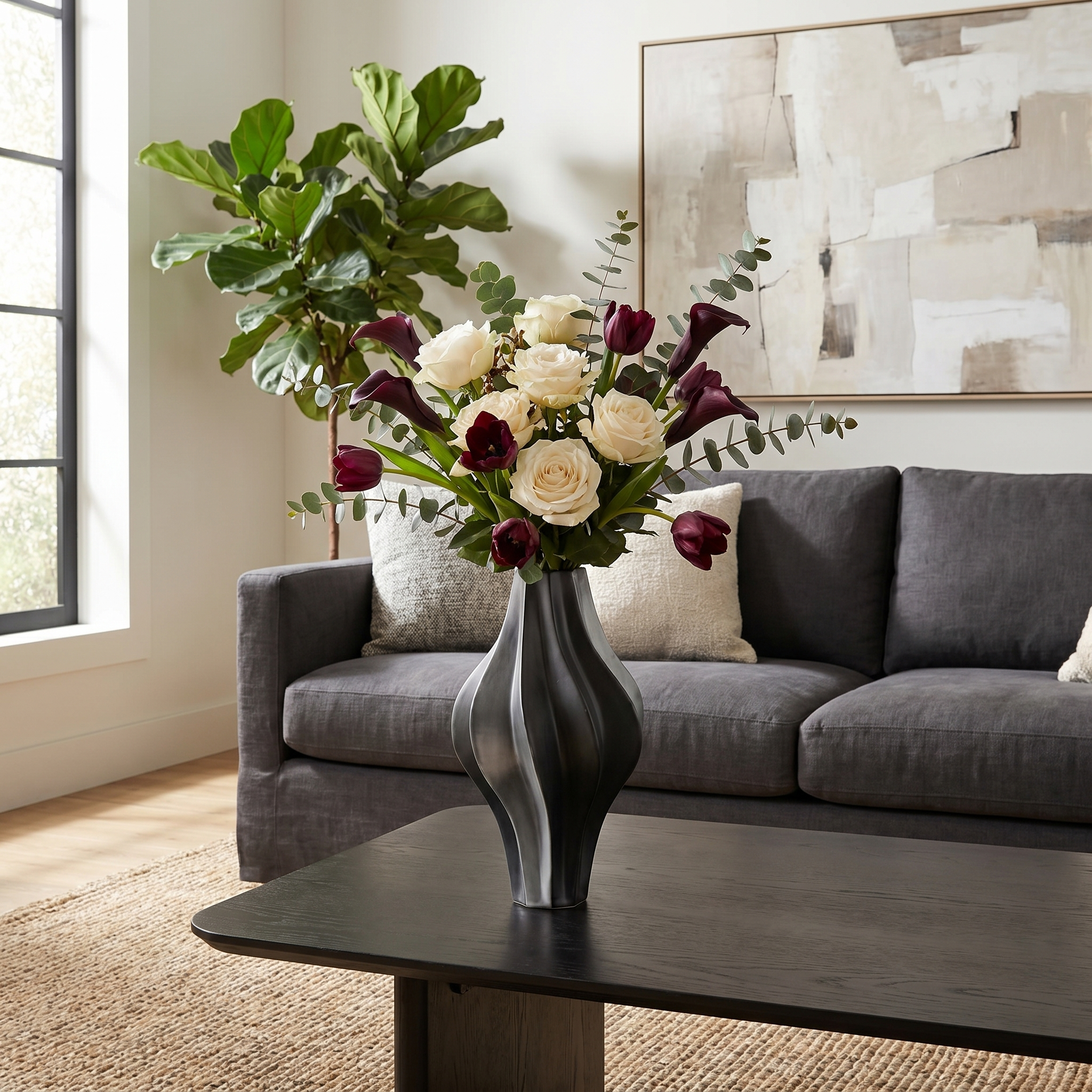 Modern Twisted Ceramic Vase for Living Room, Office & Home Décor
