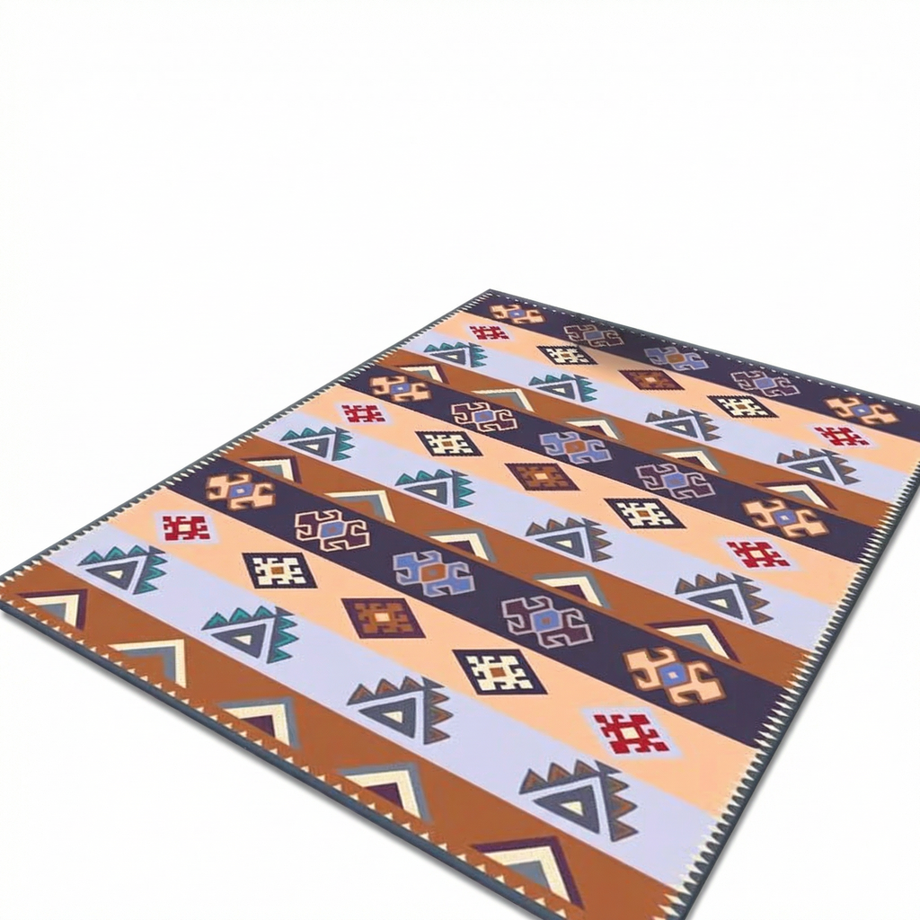 Bohemian Retro Area Rug, Non-Slip Living Room & Bedroom Rug