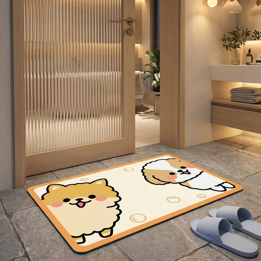 Cute Dog Bathroom Floor Mat