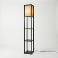 Floor Lamp with Fabric Shade and Storage Shelves