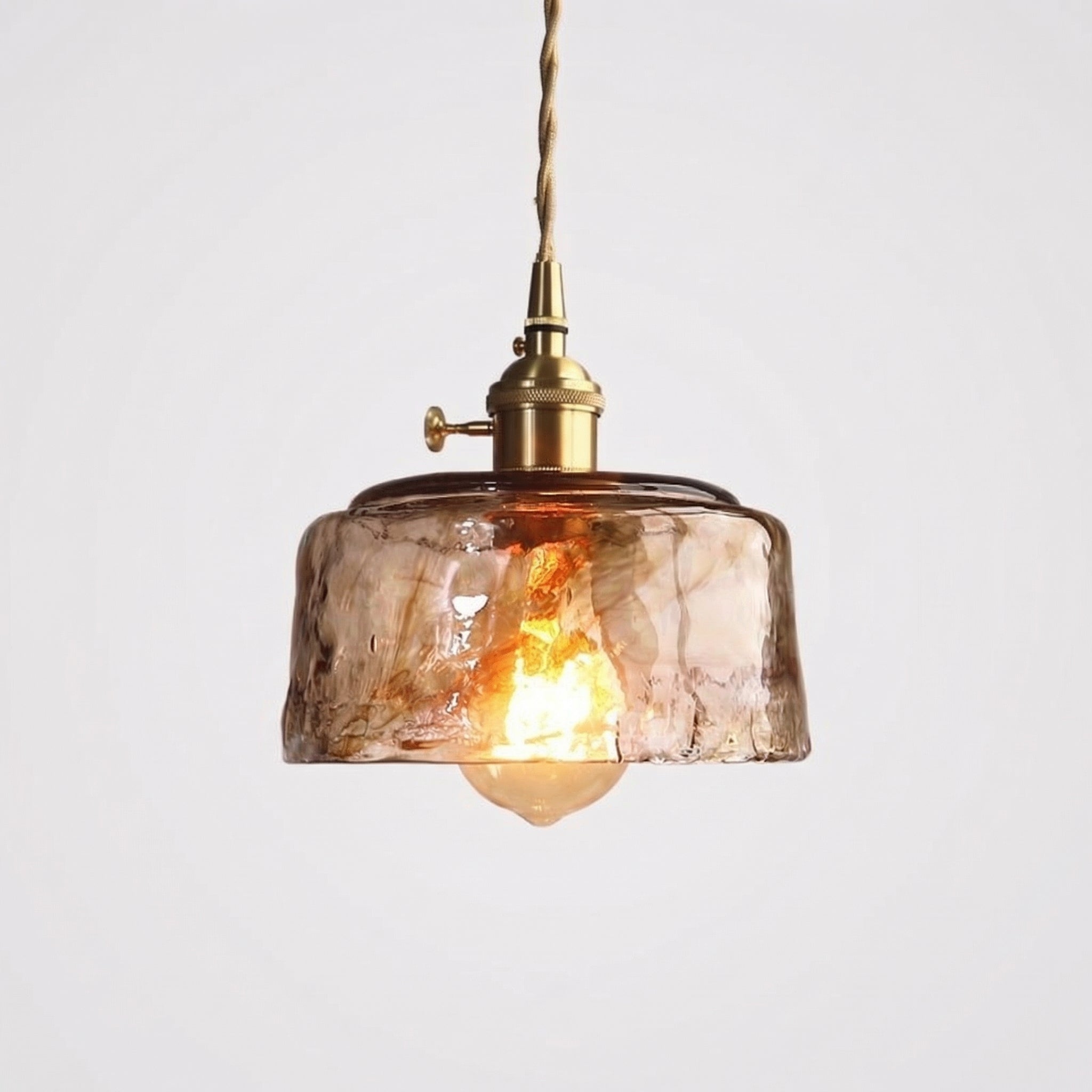Vintage Amber Glass Dome Pendant Light