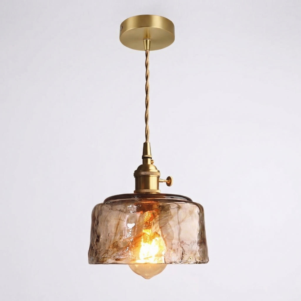 Vintage Amber Glass Dome Pendant Light