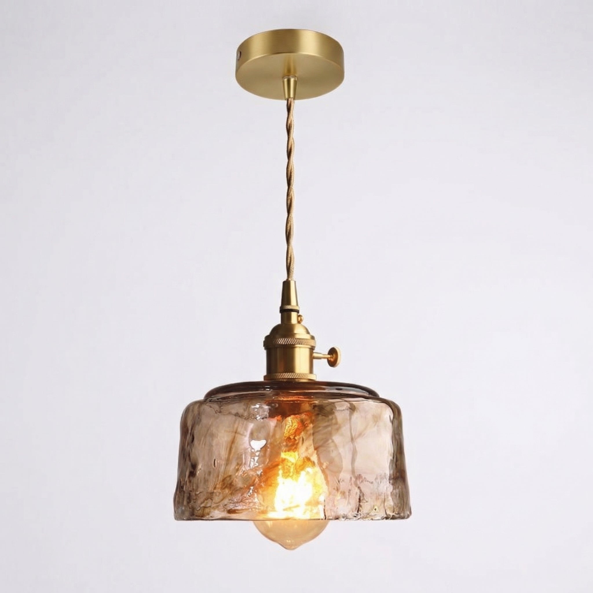 Vintage Amber Glass Dome Pendant Light