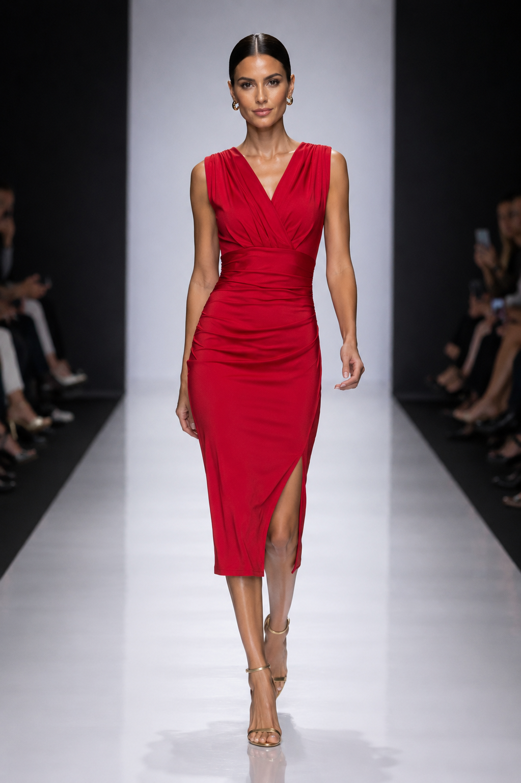 Women's Elegant Sleeveless V-Neck Midi Dress