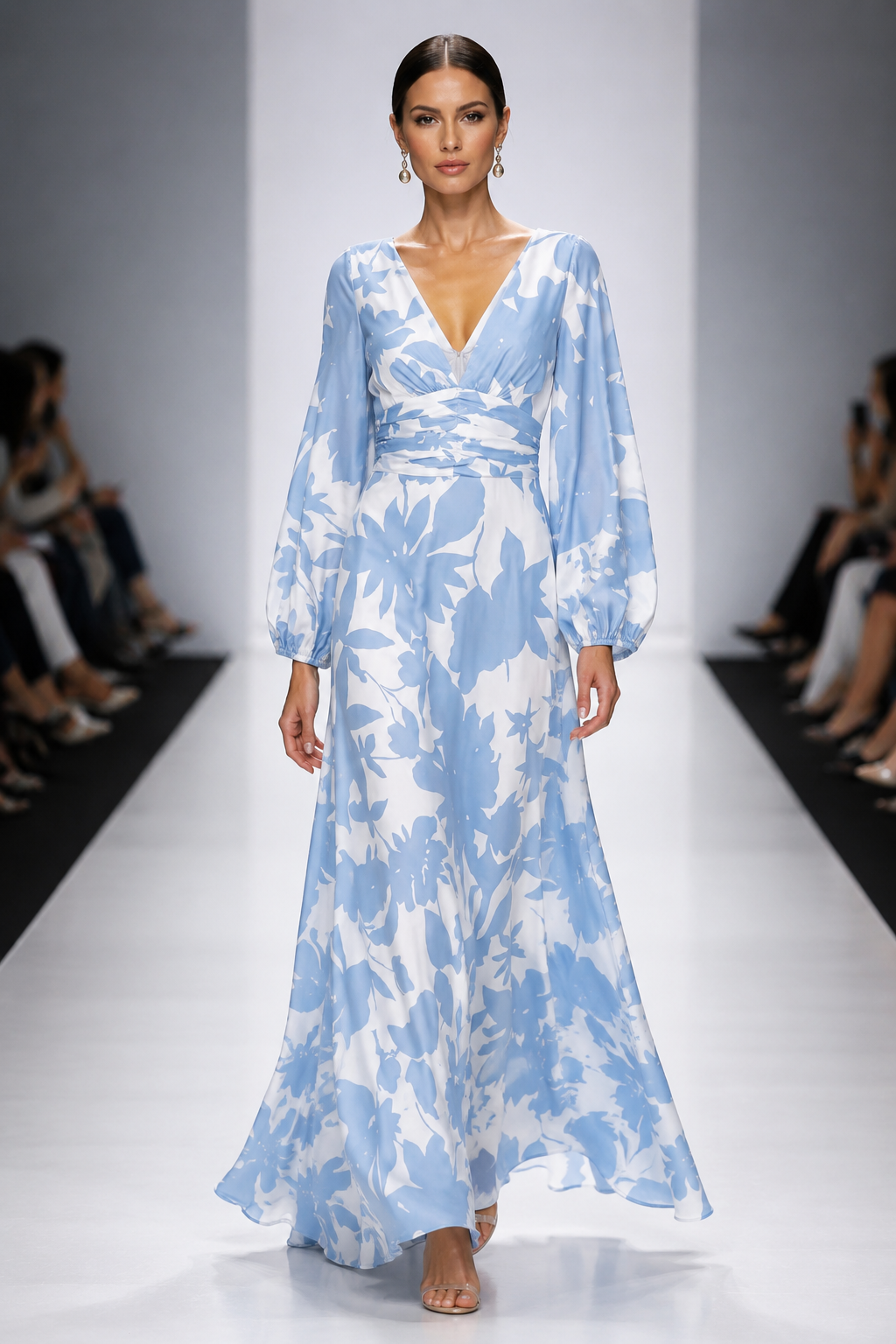 Women's Floral Print V-Neck Maxi Dress