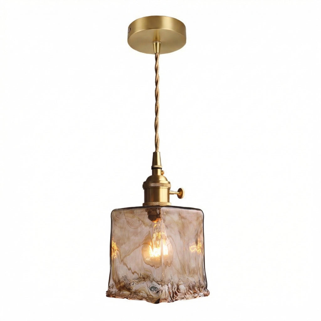 Vintage Amber Marble Glass Pendant Light