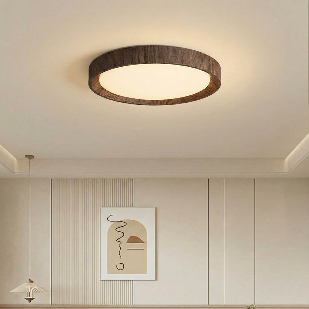 Minimalist Round Wood Trim LED Ceiling Light