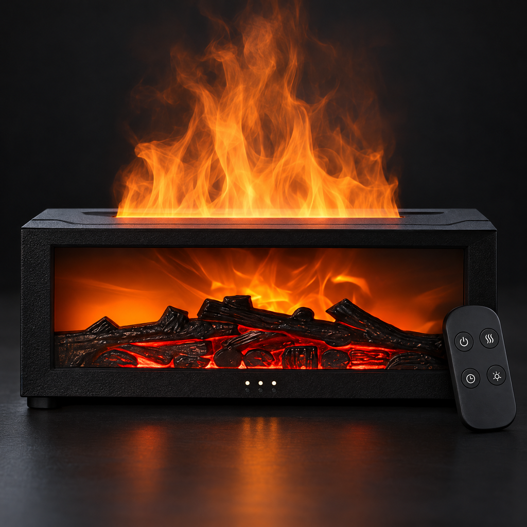 Flame Fireplace Aromatherapy Diffuser with Simulated Flame Colourful Lights and Timer