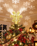 Christmas Tree Topper with LED Snowflake Projector Light
