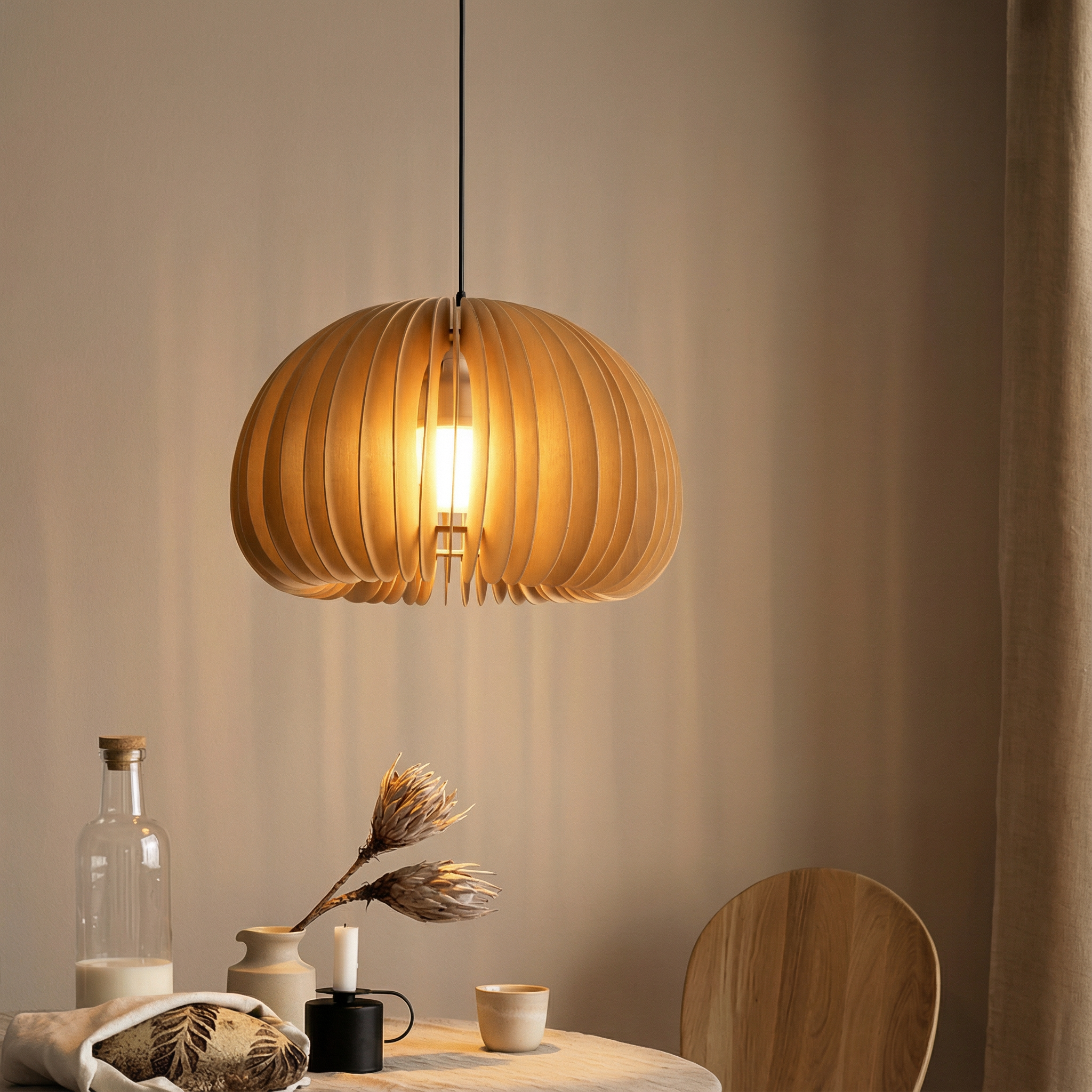 Akira Retro Wooden Pendant Light