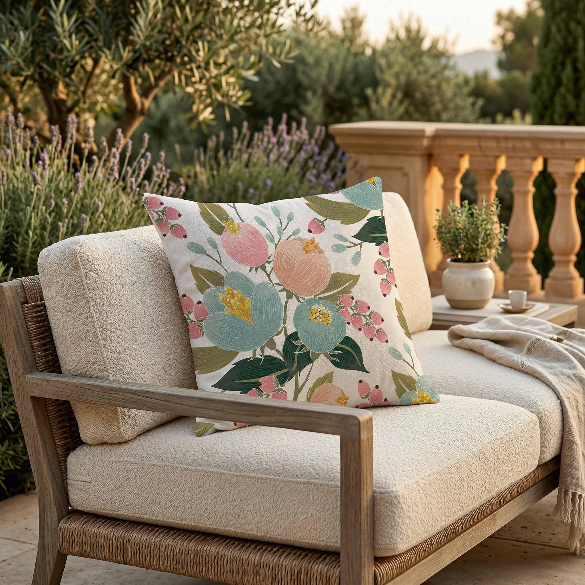 Pastoral Floral Cushion Soft Botanical Throw Pillow