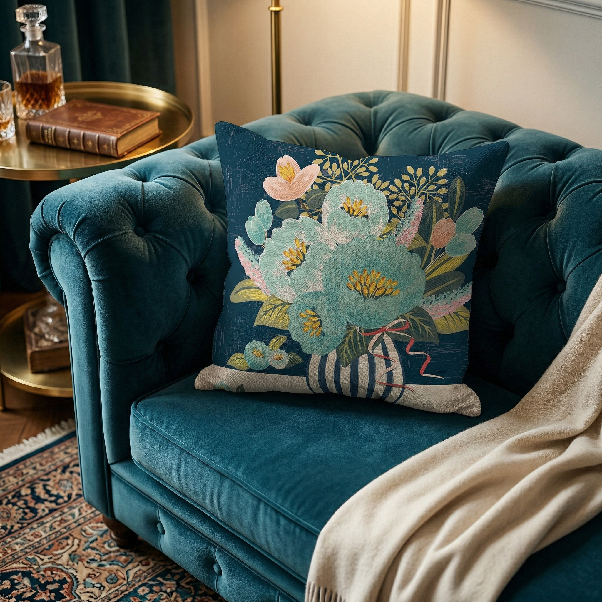 Artistic Floral Vase Cushion