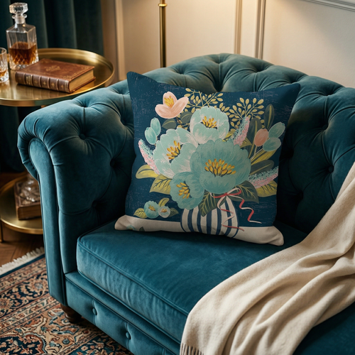 Artistic Floral Vase Cushion