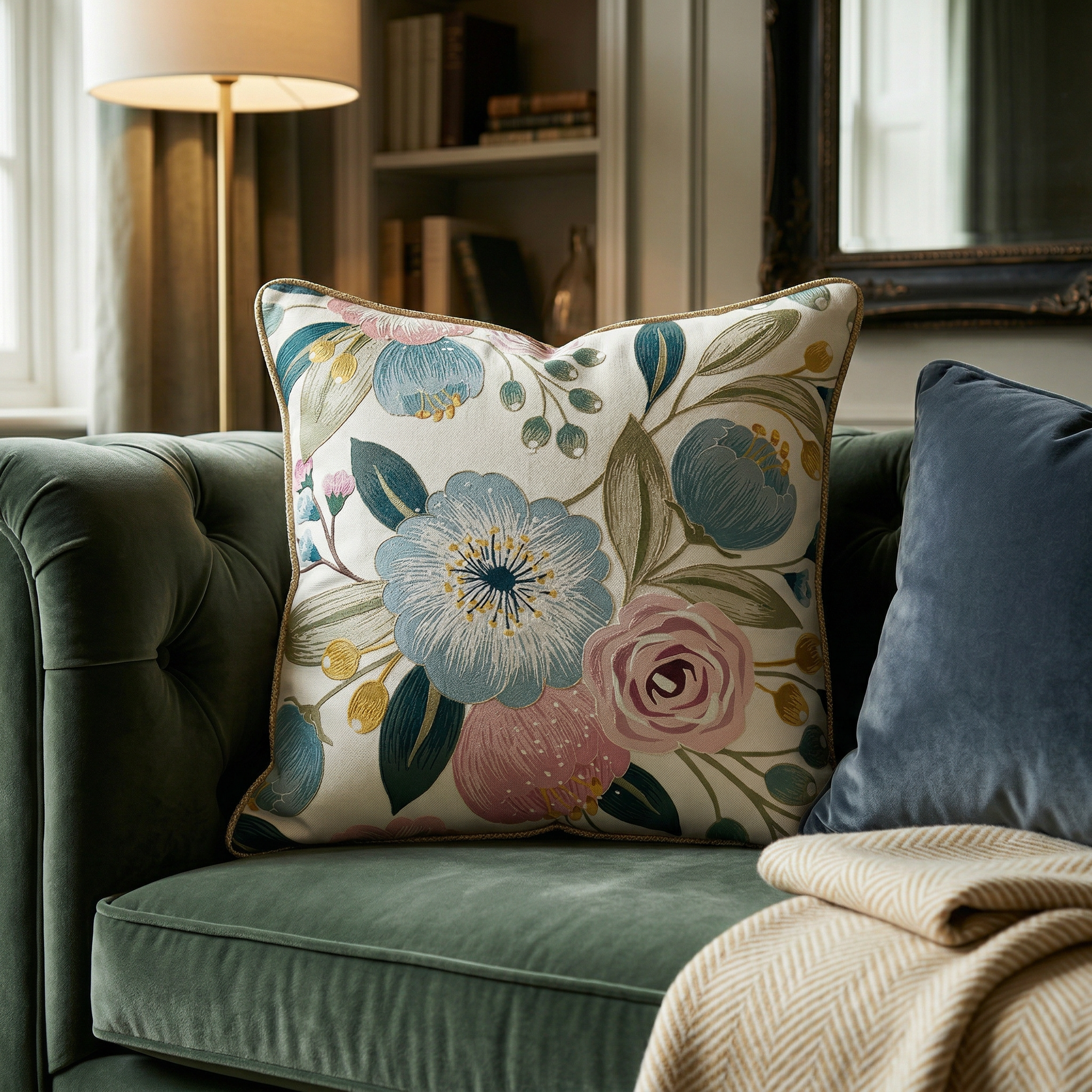 Pastoral Floral Cushion Decorative Flower Throw Pillow