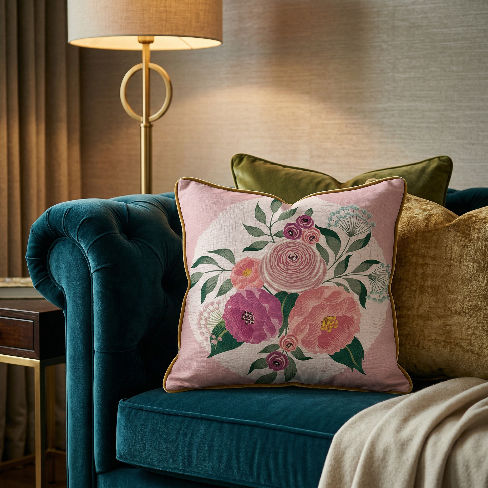 Pink Floral Cushion