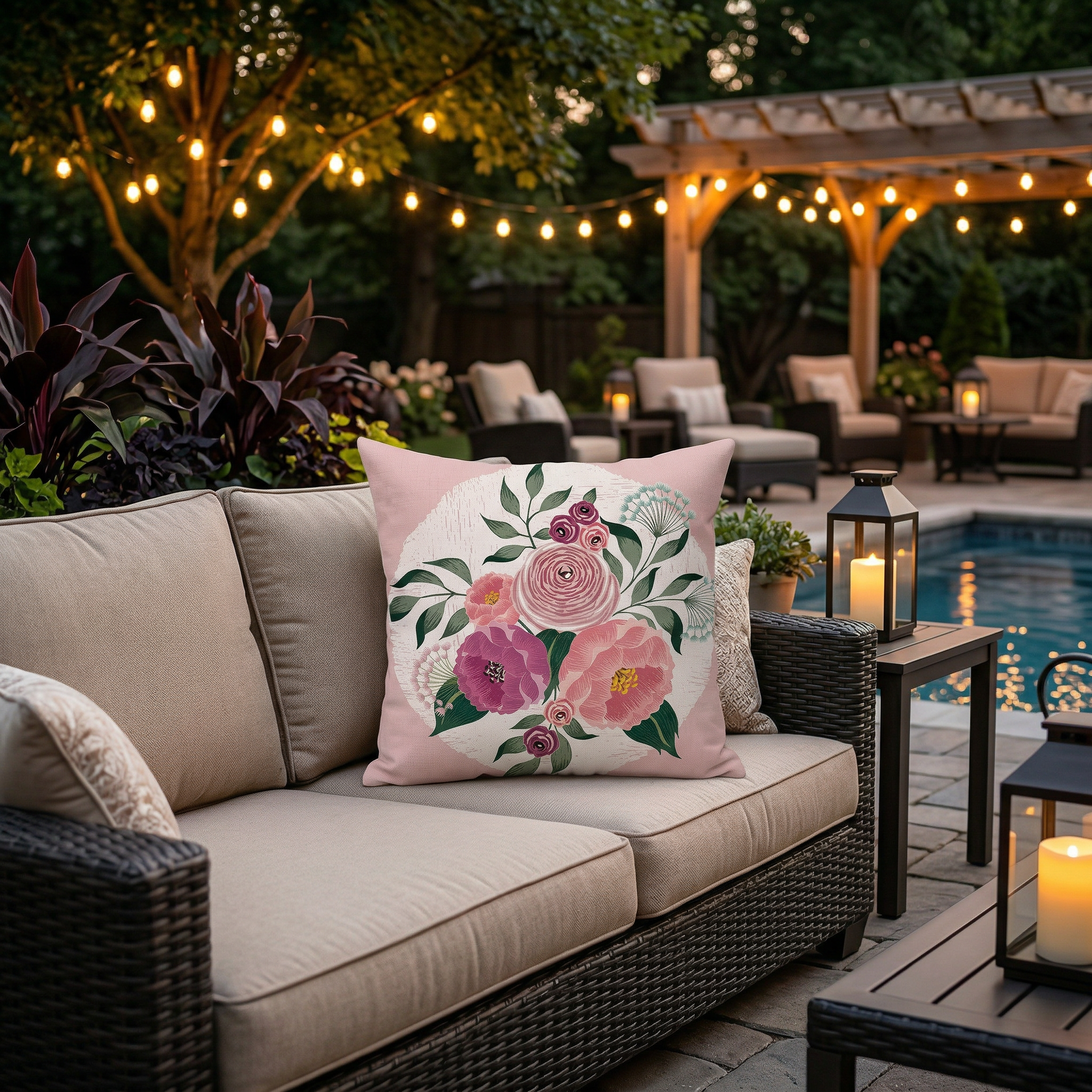 Pink Floral Cushion