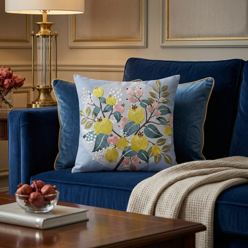 Blue Botanical Cushion