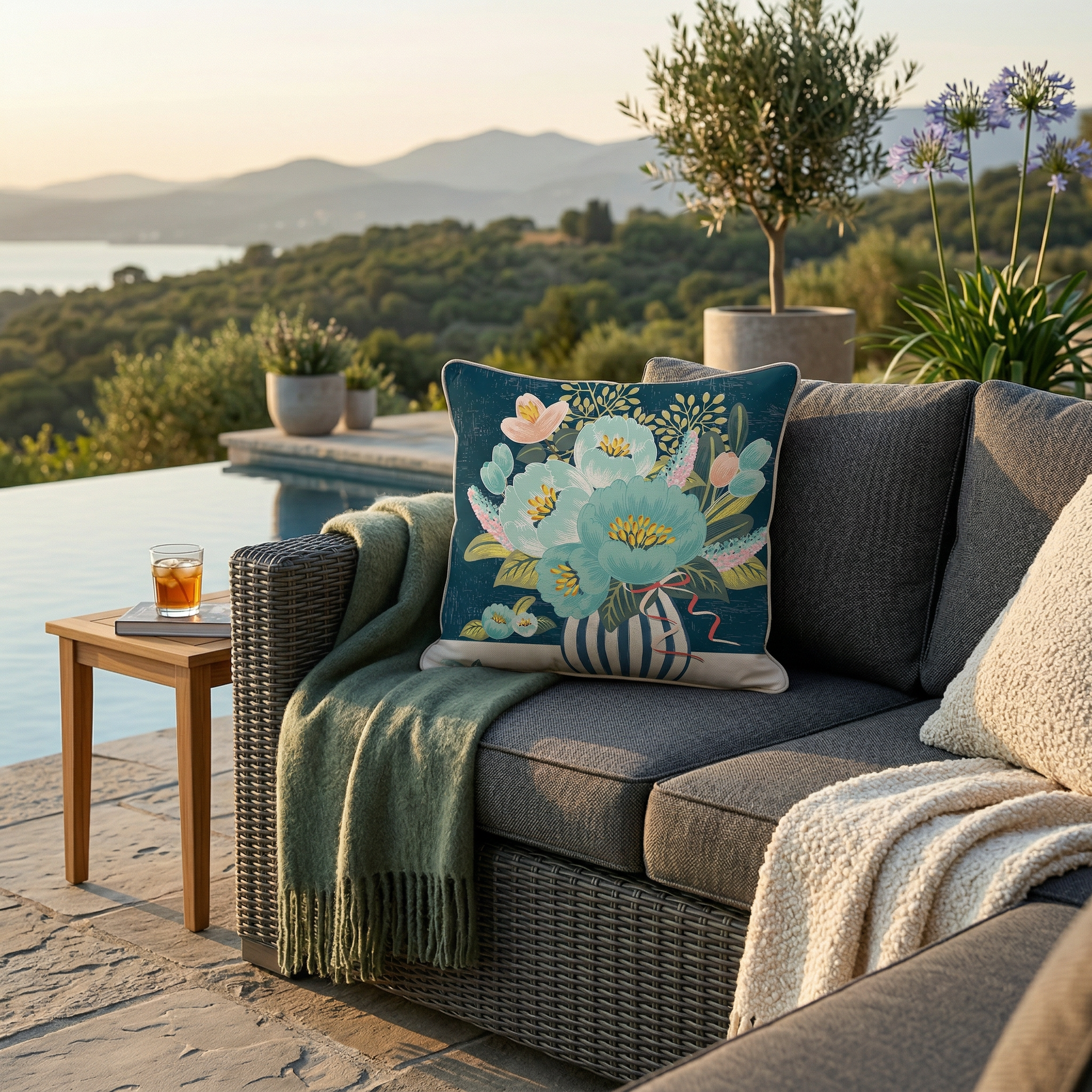 Artistic Floral Vase Cushion