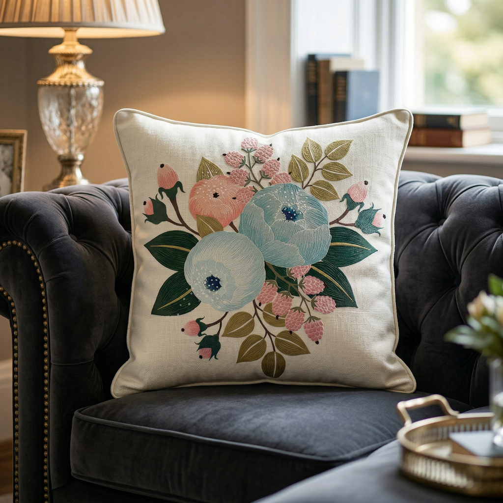 Elegant Floral Pillow Cover