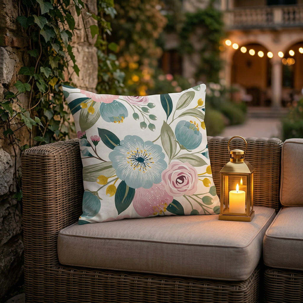 Pastoral Floral Cushion Decorative Flower Throw Pillow