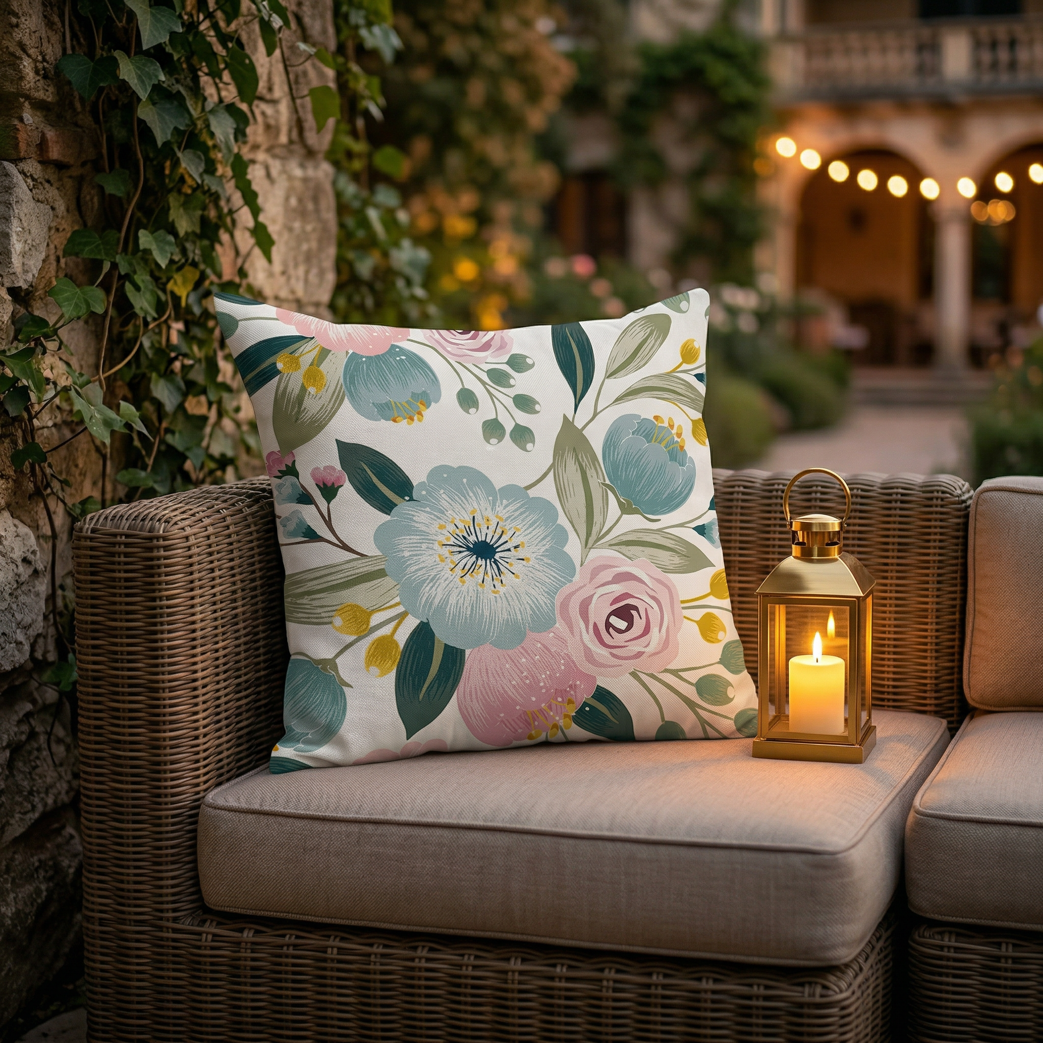 Pastoral Floral Cushion Decorative Flower Throw Pillow