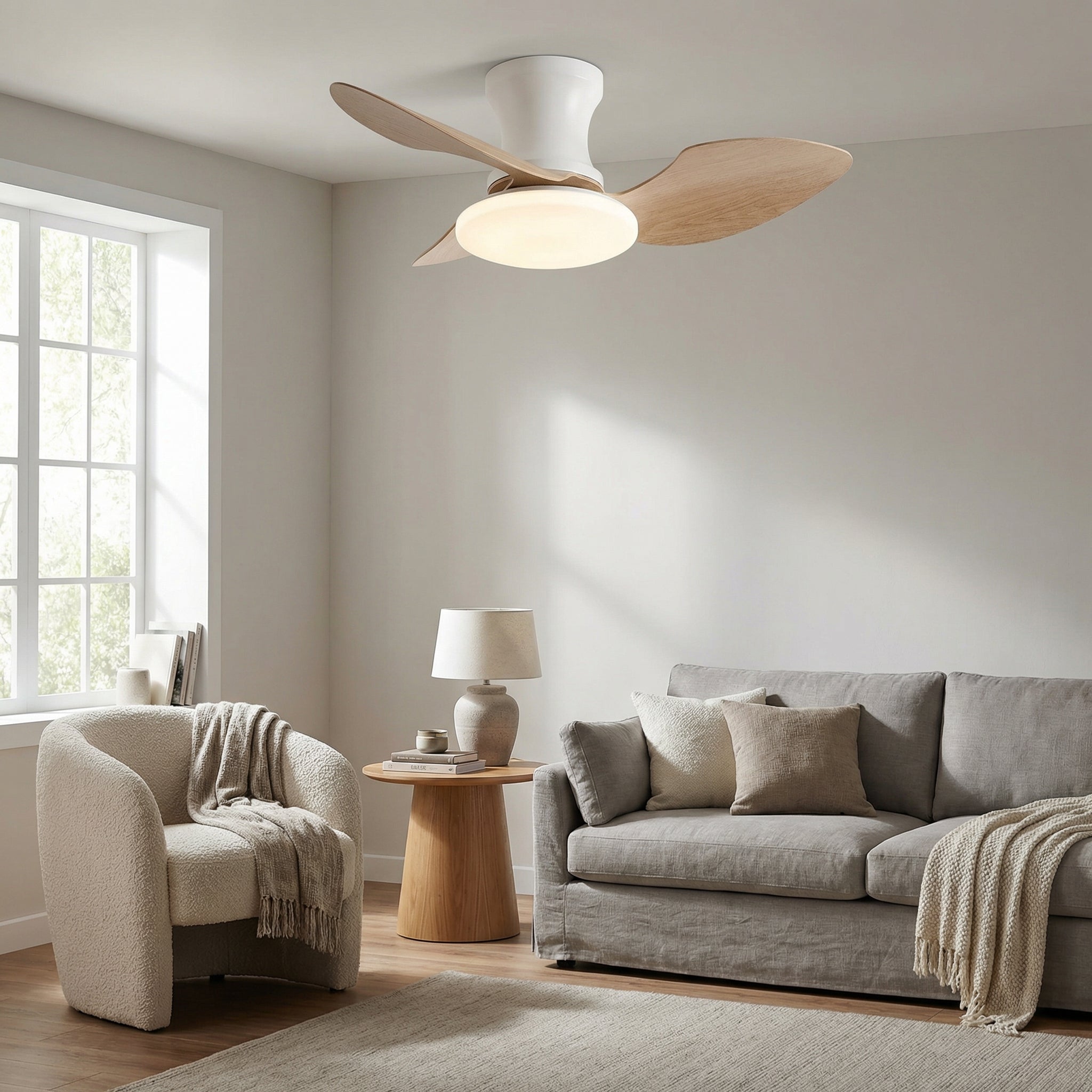 Nordic Walnut Ceiling Fan with LED Light