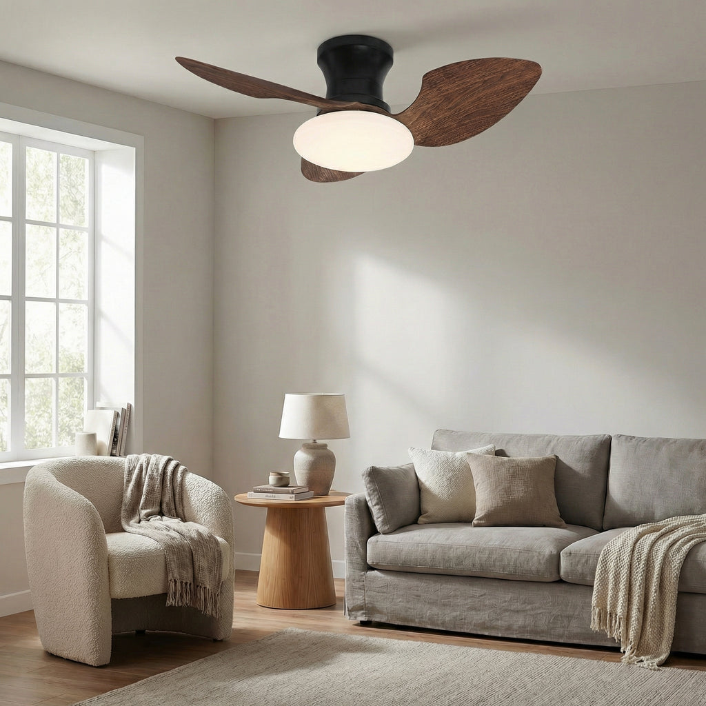 Nordic Walnut Ceiling Fan with LED Light