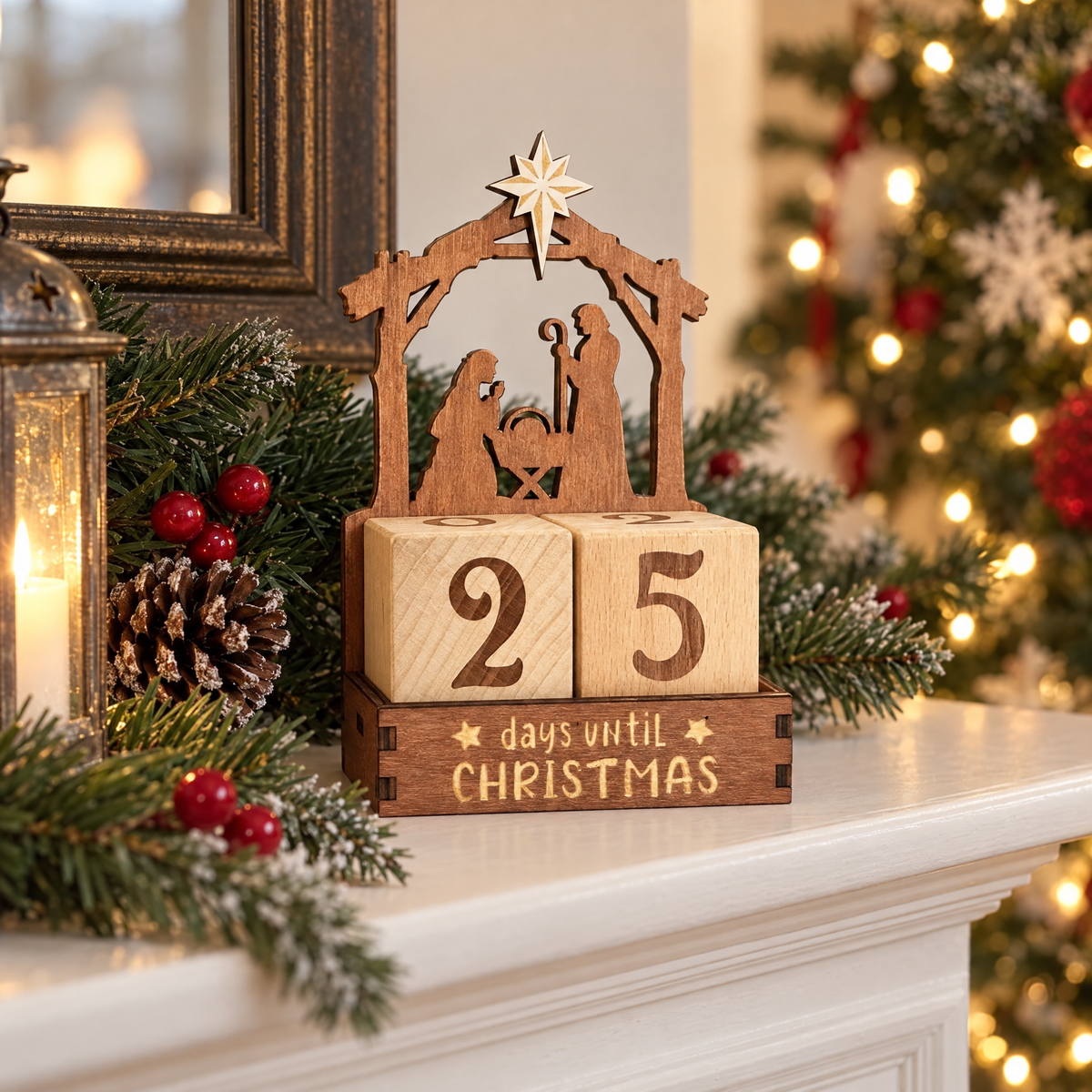 Wooden Christmas Advent Calendar with DIY Customisable Design