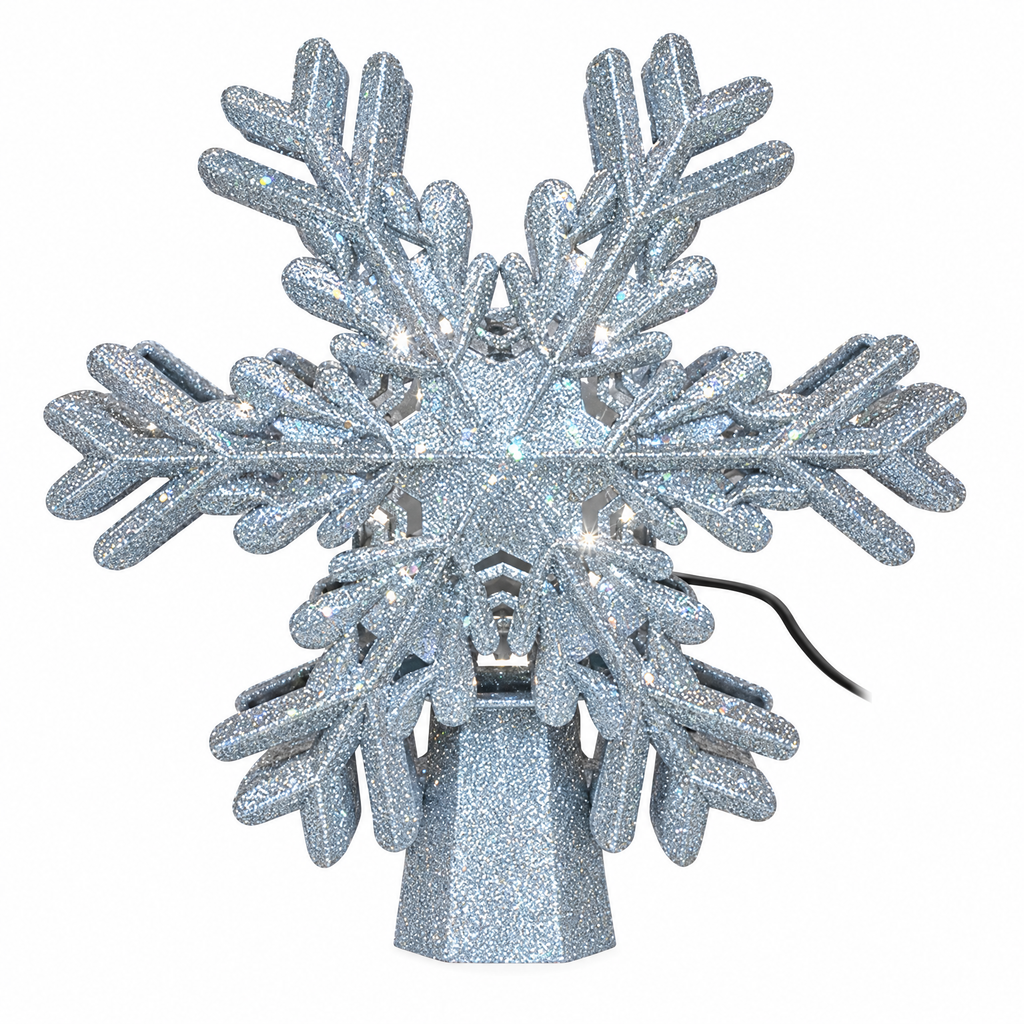 Christmas Tree Topper with LED Snowflake Projector Light