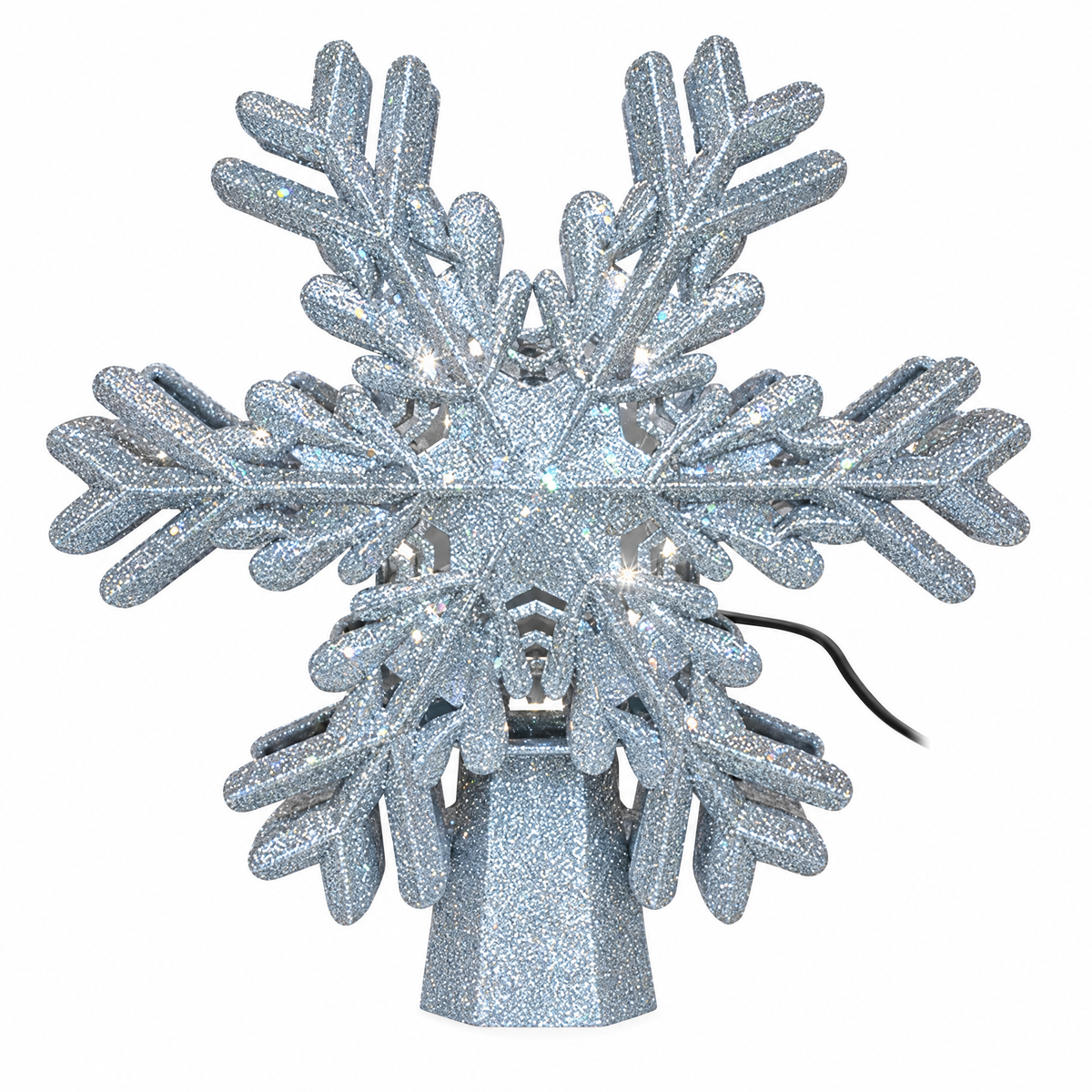 Christmas Tree Topper with LED Snowflake Projector Light